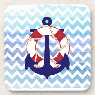 PixDezines chevron/nautical/watercolor Coaster