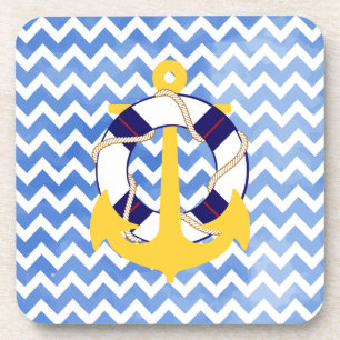 PixDezines chevron/nautical/watercolor Coaster