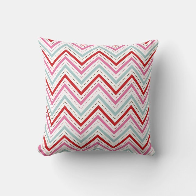 PixDezines chevron pink+blue/diy background Cushion (Front)