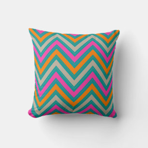 PixDezines chevron pink+orange/diy background Cushion