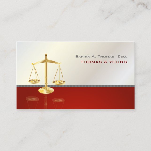 PixDezines CHIC ATTORNEY/WHITE+RED Business Card (Front)