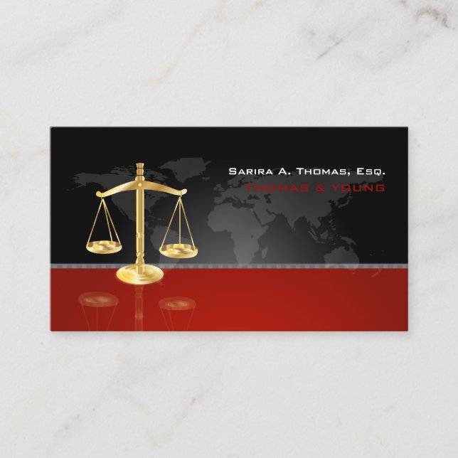 PixDezines CHIC ATTORNEYS/GRAPHITE+RED Business Card (Front)