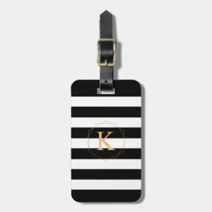 PixDezines CHIC BLACK+WHITE STRIPES /DIY COLORS Luggage Tag