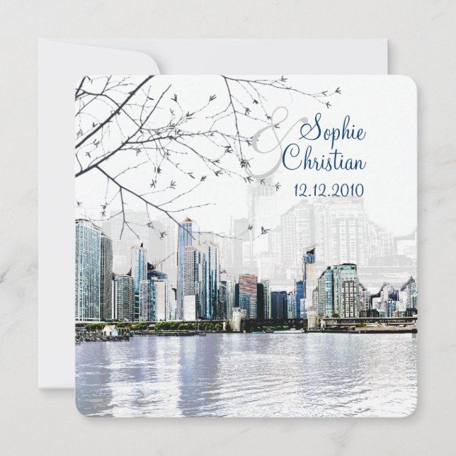 PixDezines Chicago Lakeshore Skyline/invitations Invitation (Front)
