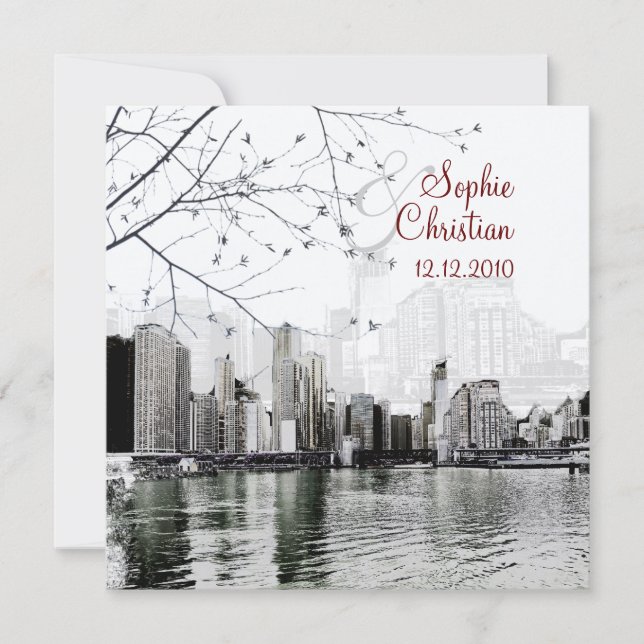 PixDezines Chicago Lakeshore Skyline/invitations Invitation (Front)