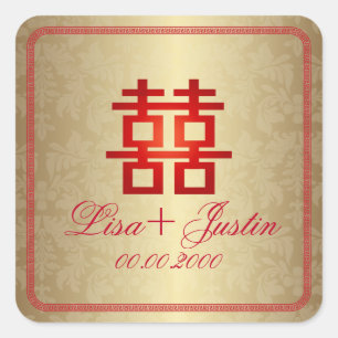 PixDezines chinese double happiness Square Sticker