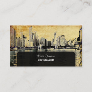 PixDezines City Scape, Lakeshore, Chicago, vintage Business Card