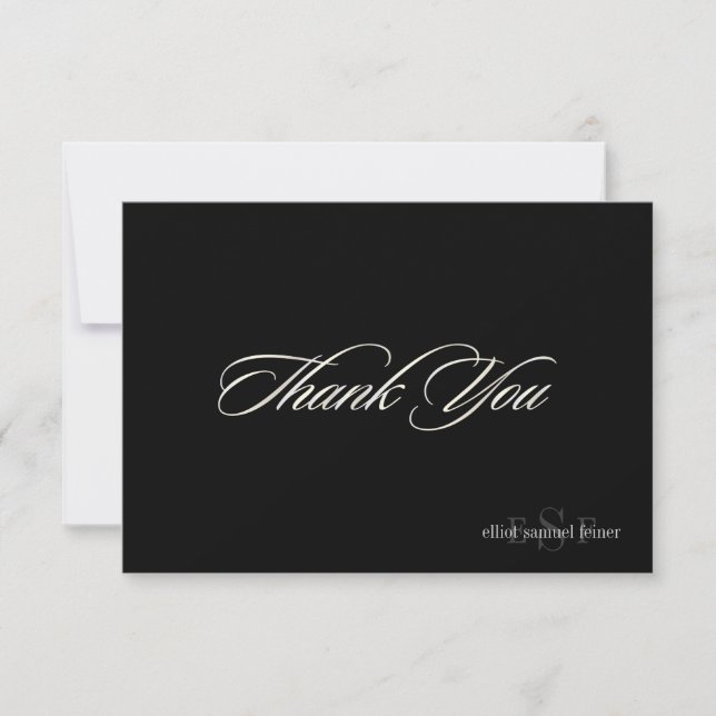 PixDezines Classic Monogram Thank you cards, Flat (Front)