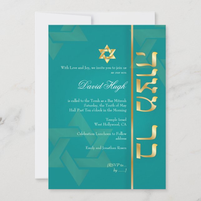 PixDezines Classy Bar Mitzvah/DIY background colou Invitation (Front)