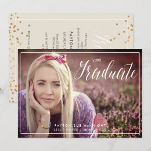 PixDezines Classy Faux Gold Confetti Graduation Invitation