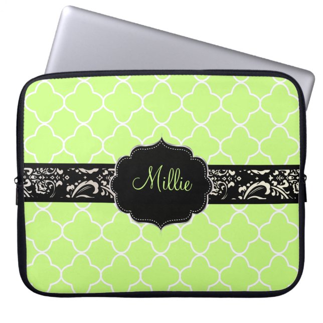 PixDezines Clover Trellis/DIY monogram+colour! Laptop Sleeve (Front)