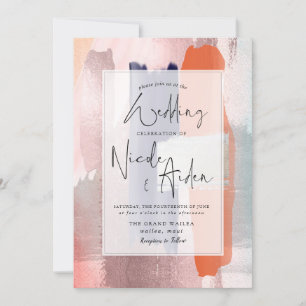PixDezines Colour Block Navy, Rose Gold Blush Invitation