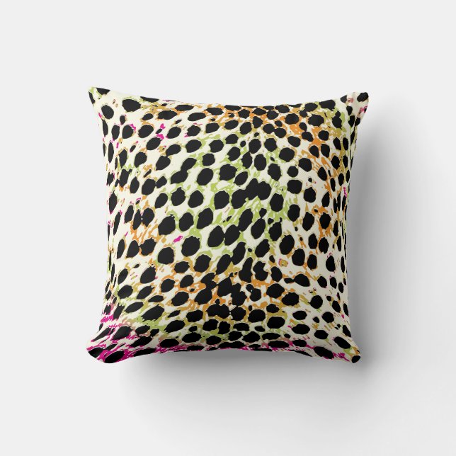 PixDezines colourful cheetah/diy colours Cushion (Front)