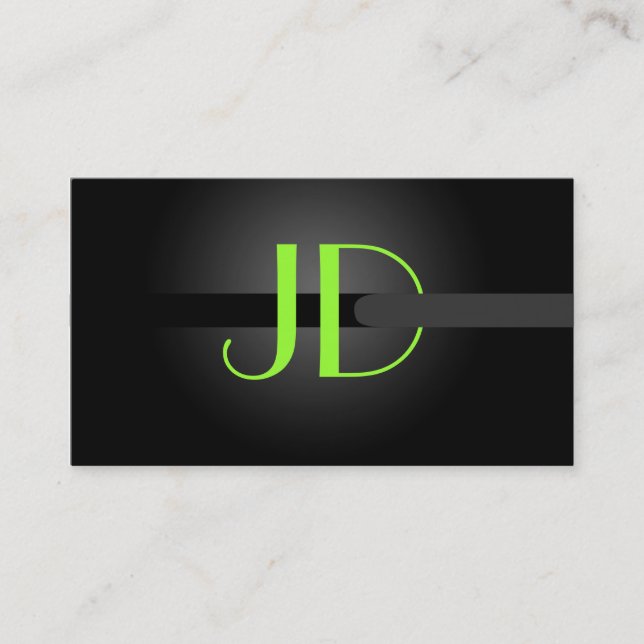 PixDezines Cool Neon Lights Monogram Business Card (Front)