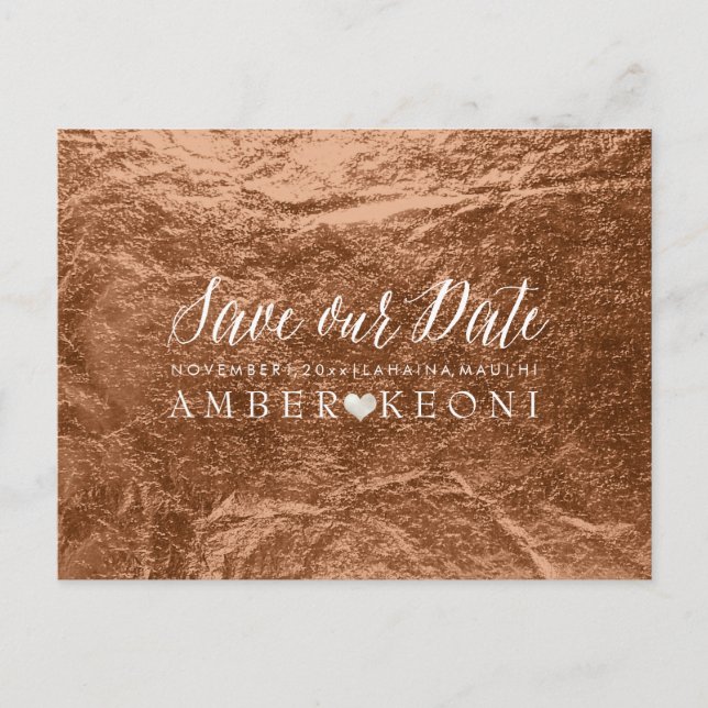 PixDezines Copper/Bronze/Faux Foil/Save Date Announcement Postcard (Front)