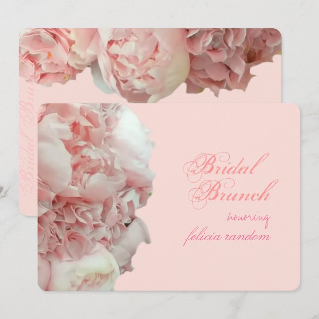 PixDezines coral peonies/hydrangeas/DIY event Invitation (Front/Back)