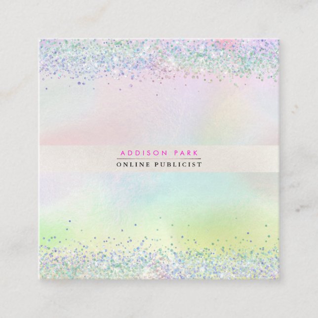 PixDezines Cotton Candy + Pearly White Square Busi Business Card (Front)