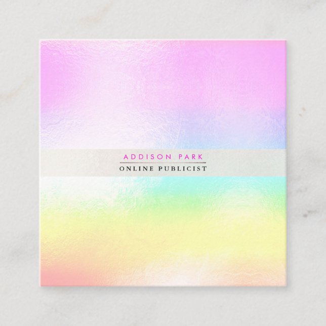 PixDezines Cotton Candy + Pearly White Square Business Card (Front)