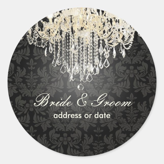 PixDezines crystal chandelier/baroque damask Classic Round Sticker (Front)