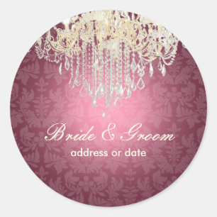 PixDezines crystal chandelier/baroque damask Classic Round Sticker