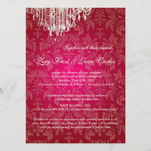 PixDezines crystal chandelier/baroque damask Invitation