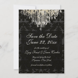 PixDezines crystal chandelier/Baroque Damask Save The Date
