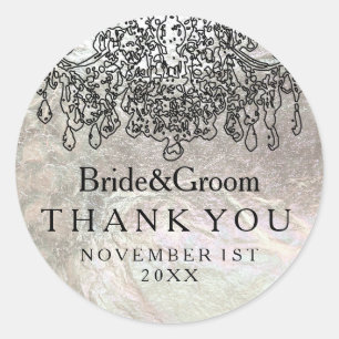 PixDezines crystal chandelier/faux silver foil Classic Round Sticker