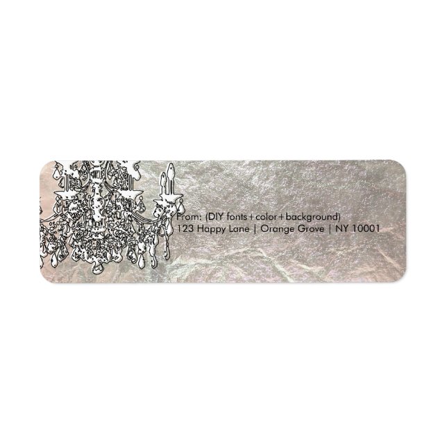 PixDezines crystal chandelier/faux silver foil Return Address Label (Front)