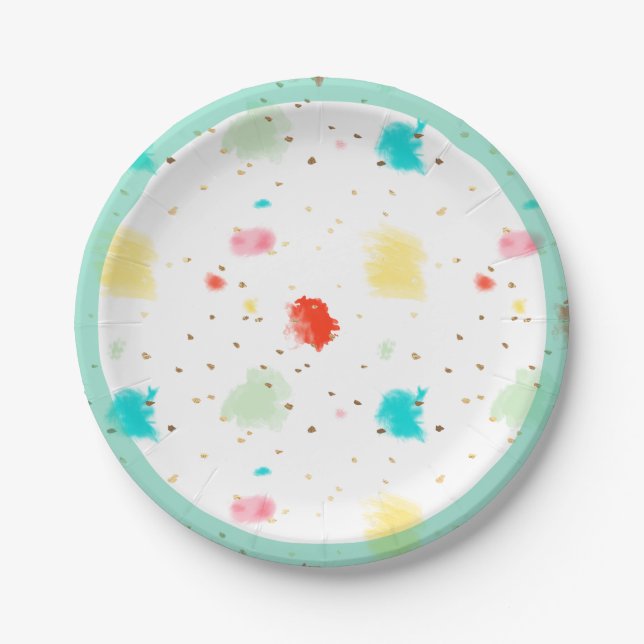 PixDezines Cupcake Sprinkles/Faux Gold Paper Plate (Front)