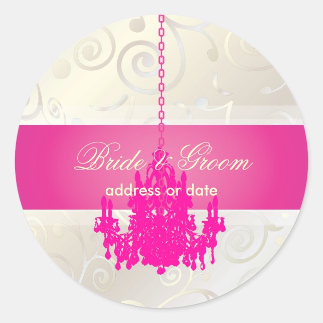 PixDezines Cupcakes Swirls+Hot Pink Chandelier Classic Round Sticker (Front)