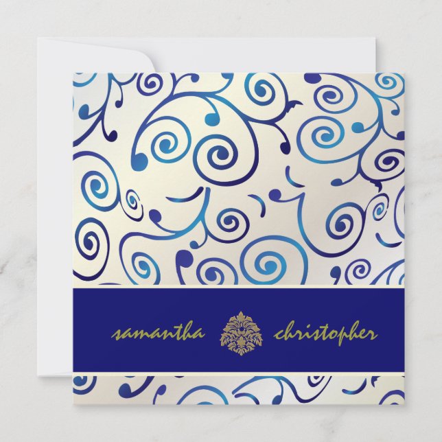 PixDezines Cupcakes Swirls in blue + pearl Invitation (Front)
