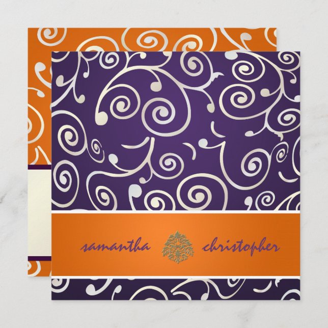 PixDezines Cupcakes Swirls/purple+orange Invitation (Front/Back)