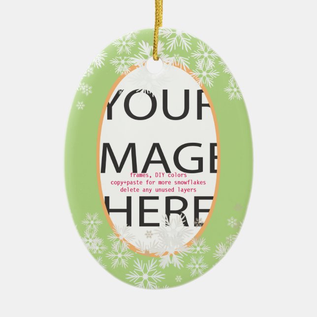 PixDezines Custom Photo Frame/DIY colours Ceramic Ornament (Front)