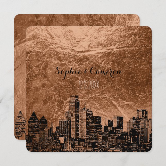 PixDezines Dallas Sketched/faux copper background Invitation (Front/Back)