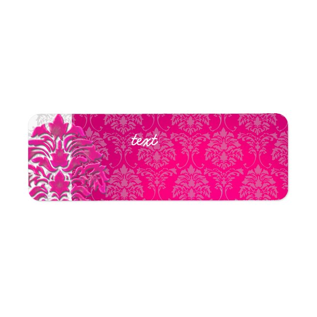 PixDezines Damask 1, hot pink Return Address Label (Front)