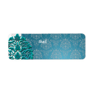 PixDezines Damask 1, teal Return Address Label