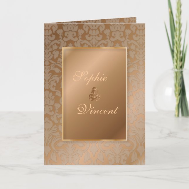 PixDezines Damask 4, Copper, folded invitations (Front)