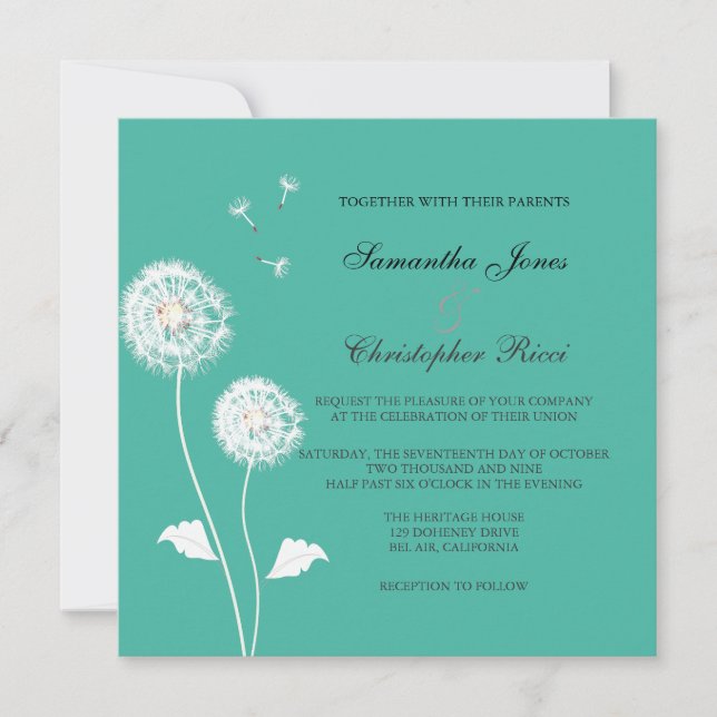 PixDezines Dandelions, diy background colours Invitation (Front)