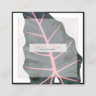 PixDezines Dark Green Caladium Coral Spine Square Business Card