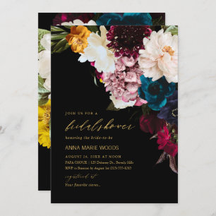 PixDezines Dark Moody Flowers Bridal Shower Invitation