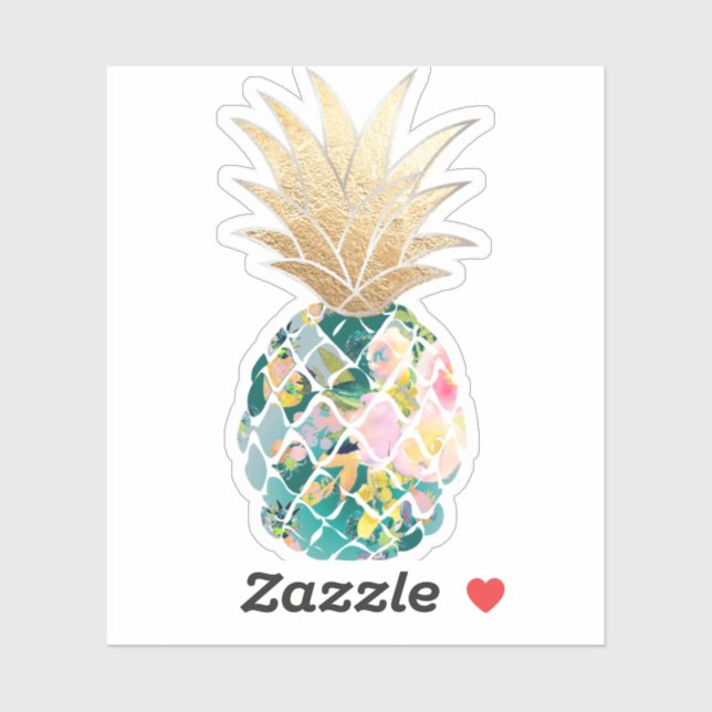 PixDezines Dark Teal Aloha Pineapple, Faux Gold (Sheet)
