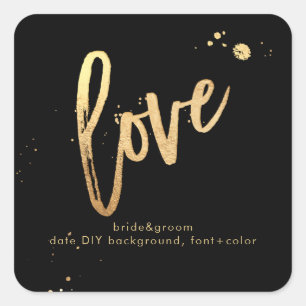 PixDezines dazzled faux gold/love Square Sticker