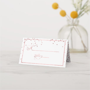 PixDezines Dazzled Faux Rose Gold Confetti Place Card