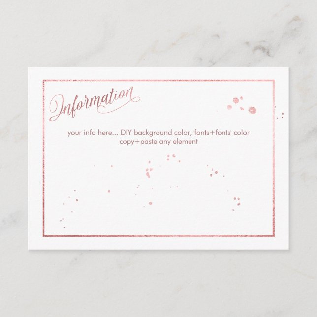 PixDezines Dazzled/Faux Rose Gold Information Enclosure Card (Front)