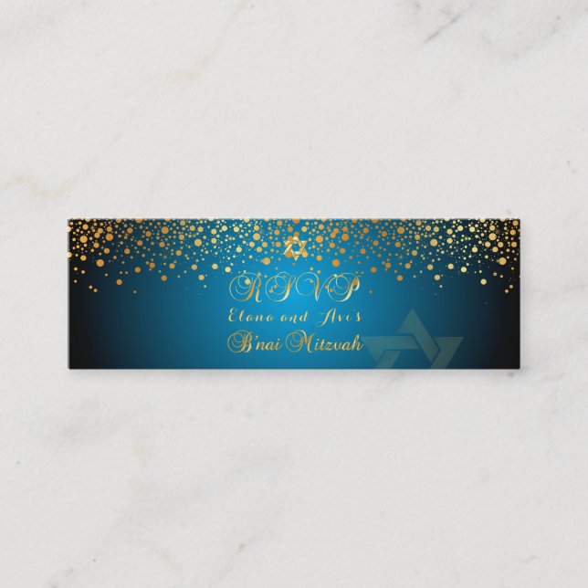 PixDezines DAZZLED GOLD/B'nai Mitzvah RSVP cards (Front)
