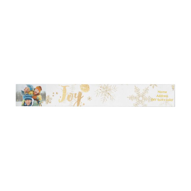 PixDezines dazzled gold snowflakes/holiday joy Wrap Around Label (Individual)