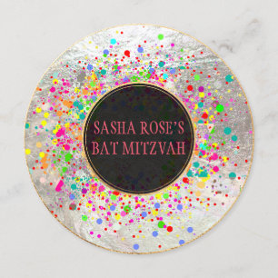 PixDezines Dazzled/Neon Specks/Bat Mitzvah Invitation