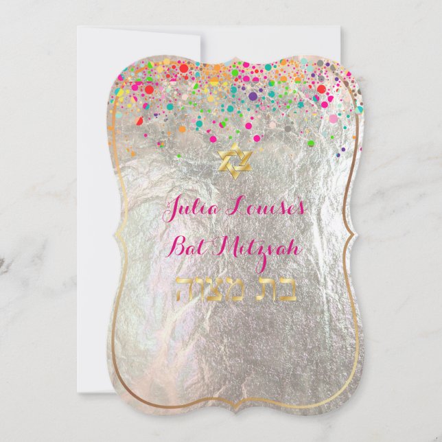 PixDezines dazzled/rainbow/bat mitzvah Invitation (Front)
