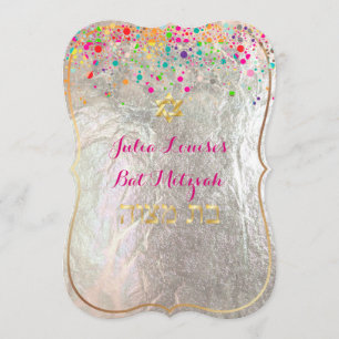 PixDezines dazzled/rainbow/bat mitzvah Invitation
