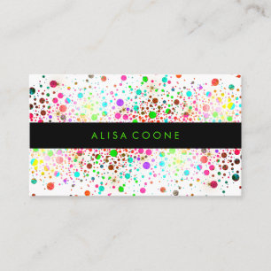 PixDezines Dazzled Rainbow Confetti/Dots/Specks Business Card